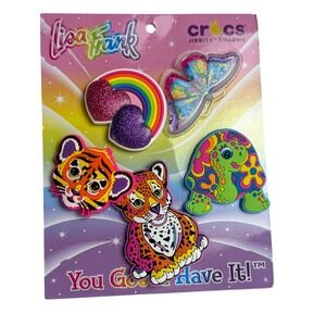 Lisa Frank Crocs Jibbitz Charms 5-Pack Rainbow Tiger Leopard Butterfly NEW